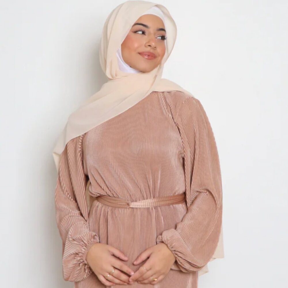 PLEAT DRESS- ROSE PINK - Picture 2 of 2